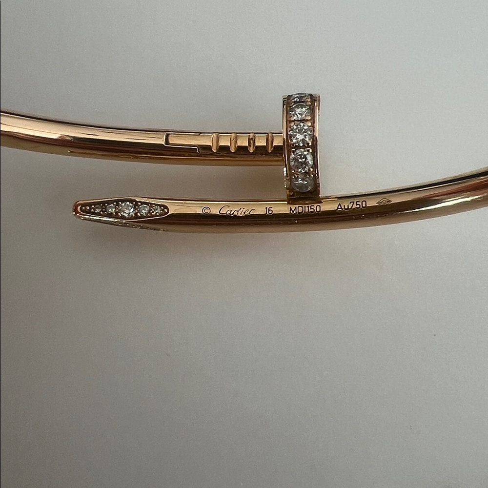 Cartier Juste Un Clou pink gold with diamonds bracelet - Picture 13 of 15